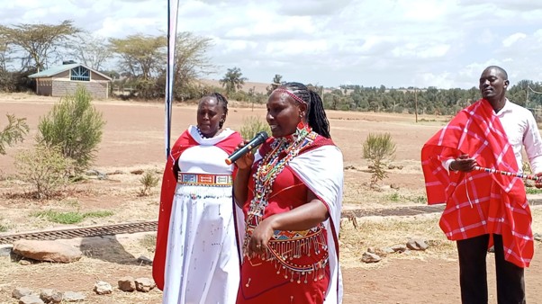 Josephine Ndirias, MGEP Director, addressing the camp attendees